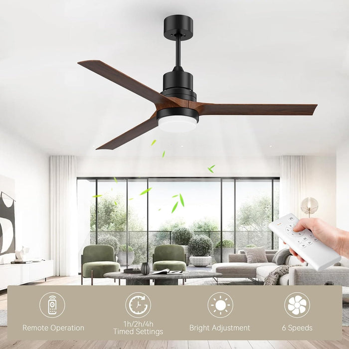 52 in. Ceiling Fans with Lights and Remote, Black Ceiling Fan with Remote, Outdoor Ceiling Fans with Light, Farmhouse Patio-39-ErisView