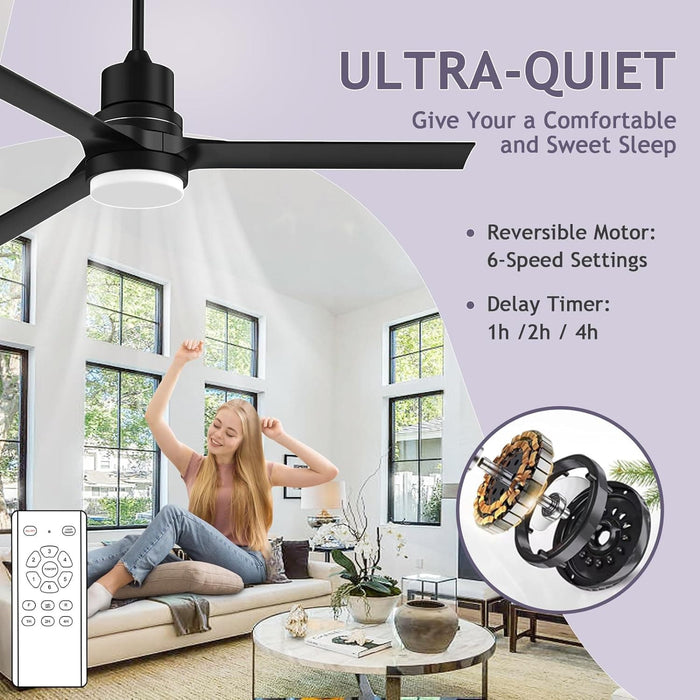 52 in. Ceiling Fans with Lights and Remote, Black Ceiling Fan with Remote, Outdoor Ceiling Fans with Light, Farmhouse Patio-3-ErisView