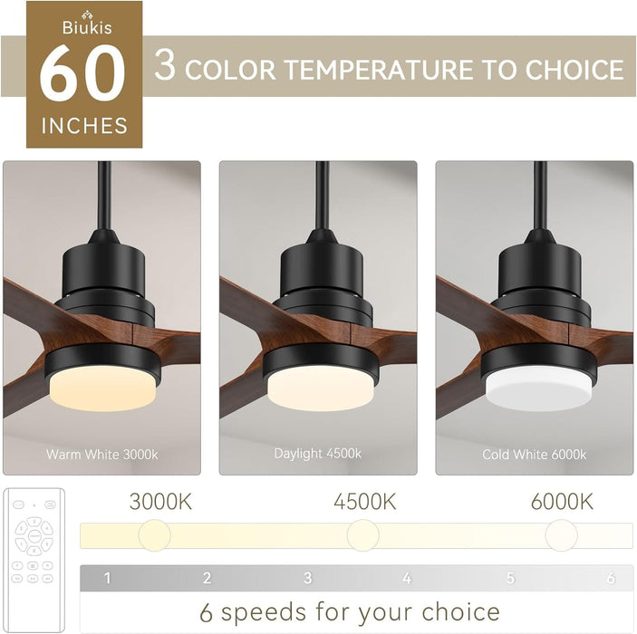 52 in. Ceiling Fans with Lights and Remote, Black Ceiling Fan with Remote, Outdoor Ceiling Fans with Light, Farmhouse Patio-40-ErisView