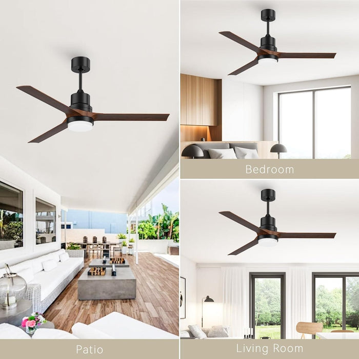 52 in. Ceiling Fans with Lights and Remote, Black Ceiling Fan with Remote, Outdoor Ceiling Fans with Light, Farmhouse Patio-43-ErisView
