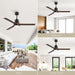 52 in. Ceiling Fans with Lights and Remote, Black Ceiling Fan with Remote, Outdoor Ceiling Fans with Light, Farmhouse Patio-43-ErisView