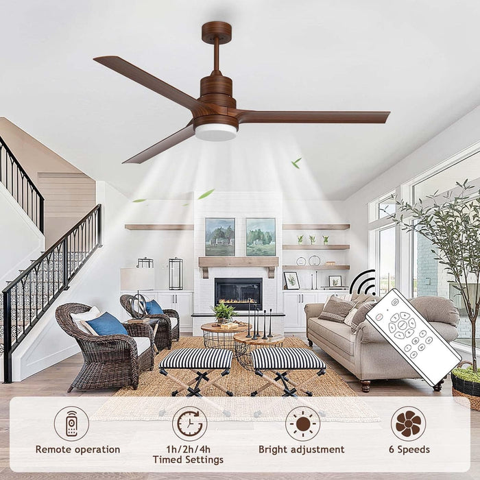 52 in. Ceiling Fans with Lights and Remote, Black Ceiling Fan with Remote, Outdoor Ceiling Fans with Light, Farmhouse Patio-45-ErisView