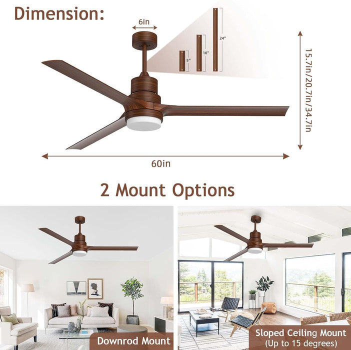 52 in. Ceiling Fans with Lights and Remote, Black Ceiling Fan with Remote, Outdoor Ceiling Fans with Light, Farmhouse Patio-46-ErisView
