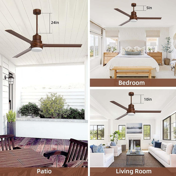 52 in. Ceiling Fans with Lights and Remote, Black Ceiling Fan with Remote, Outdoor Ceiling Fans with Light, Farmhouse Patio-51-ErisView