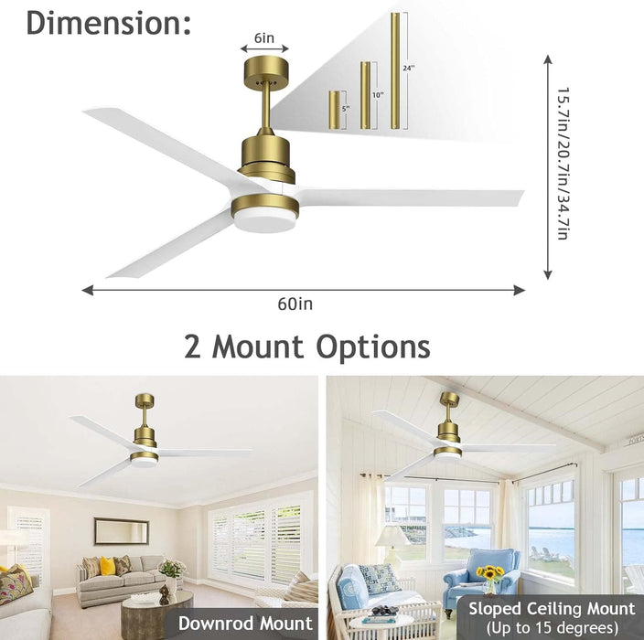 52 in. Ceiling Fans with Lights and Remote, Black Ceiling Fan with Remote, Outdoor Ceiling Fans with Light, Farmhouse Patio-54-ErisView