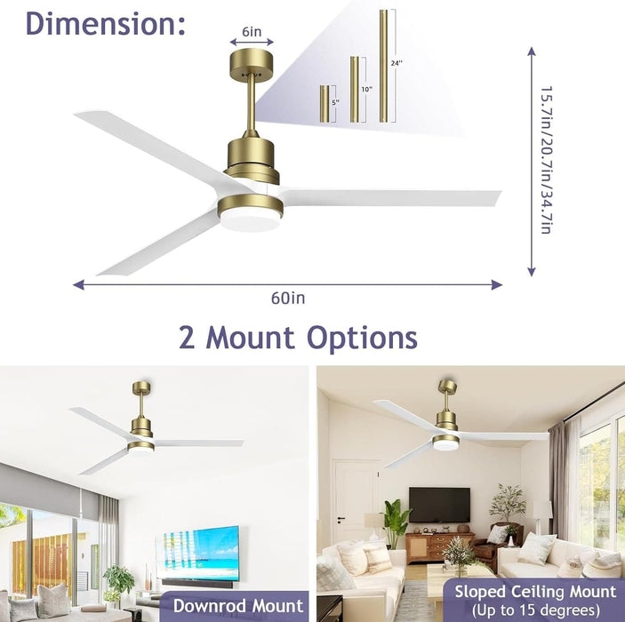 52 in. Ceiling Fans with Lights and Remote, Black Ceiling Fan with Remote, Outdoor Ceiling Fans with Light, Farmhouse Patio-63-ErisView
