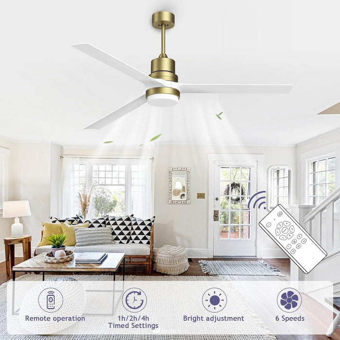 52 in. Ceiling Fans with Lights and Remote, Black Ceiling Fan with Remote, Outdoor Ceiling Fans with Light, Farmhouse Patio-65-ErisView