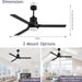52 in. Ceiling Fans with Lights and Remote, Black Ceiling Fan with Remote, Outdoor Ceiling Fans with Light, Farmhouse Patio-6-ErisView