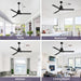 52 in. Ceiling Fans with Lights and Remote, Black Ceiling Fan with Remote, Outdoor Ceiling Fans with Light, Farmhouse Patio-7-ErisView