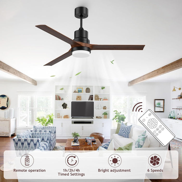 52 in. Ceiling Fans with Lights and Remote, Black Ceiling Fan with Remote, Outdoor Ceiling Fans with Light, Farmhouse Patio-9-ErisView