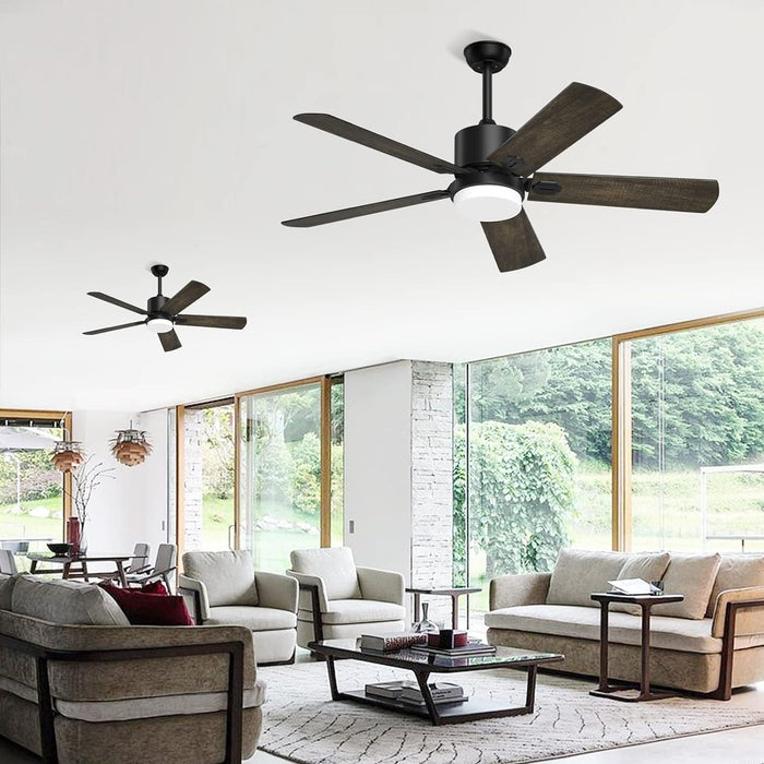 52 in. Ceiling Fans with Lights and Remote, Black Outdoor Fan with Light for Bedroom Patio, Farmhouse Ceiling Fan with Light-2-ErisView