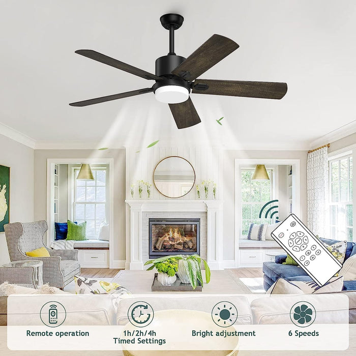 52 in. Ceiling Fans with Lights and Remote, Black Outdoor Fan with Light for Bedroom Patio, Farmhouse Ceiling Fan with Light-3-ErisView