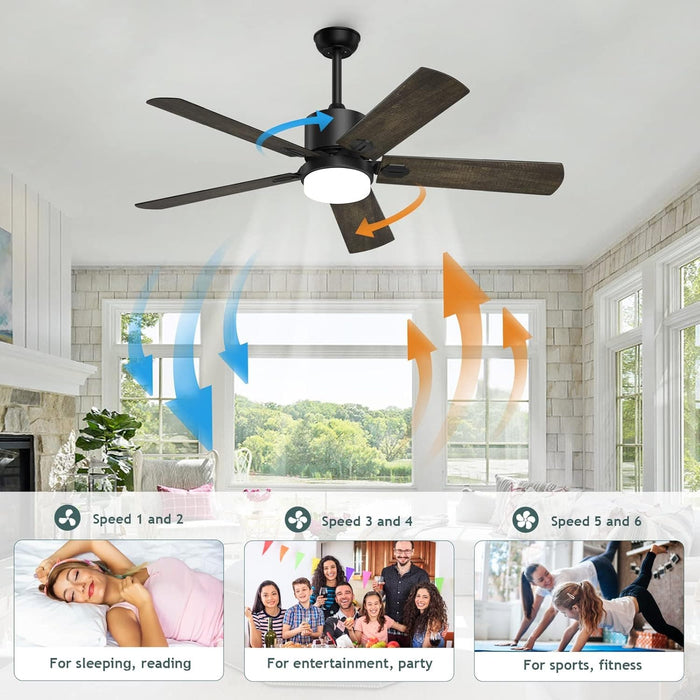 52 in. Ceiling Fans with Lights and Remote, Black Outdoor Fan with Light for Bedroom Patio, Farmhouse Ceiling Fan with Light-4-ErisView