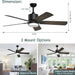52 in. Ceiling Fans with Lights and Remote, Black Outdoor Fan with Light for Bedroom Patio, Farmhouse Ceiling Fan with Light-5-ErisView