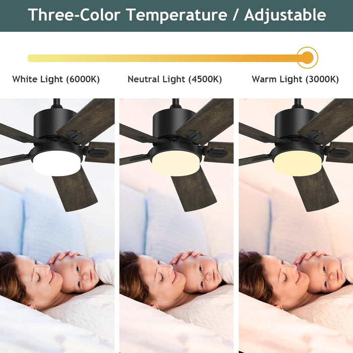 52 in. Ceiling Fans with Lights and Remote, Black Outdoor Fan with Light for Bedroom Patio, Farmhouse Ceiling Fan with Light-6-ErisView