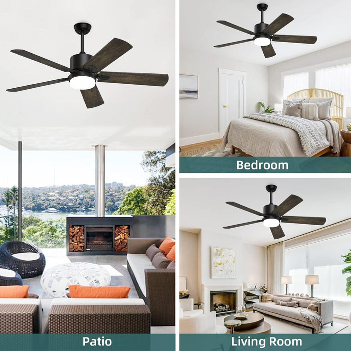 52 in. Ceiling Fans with Lights and Remote, Black Outdoor Fan with Light for Bedroom Patio, Farmhouse Ceiling Fan with Light-7-ErisView