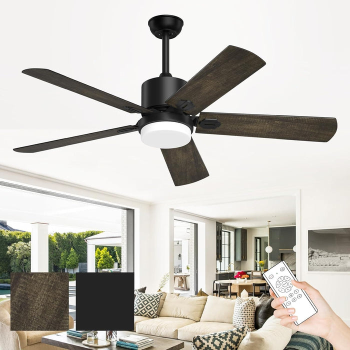 52 in. Ceiling Fans with Lights and Remote, Black Outdoor Fan with Light for Bedroom Patio, Farmhouse Ceiling Fan with Light-1-ErisView