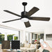 52 in. Ceiling Fans with Lights and Remote, Black Outdoor Fan with Light for Bedroom Patio, Farmhouse Ceiling Fan with Light-1-ErisView
