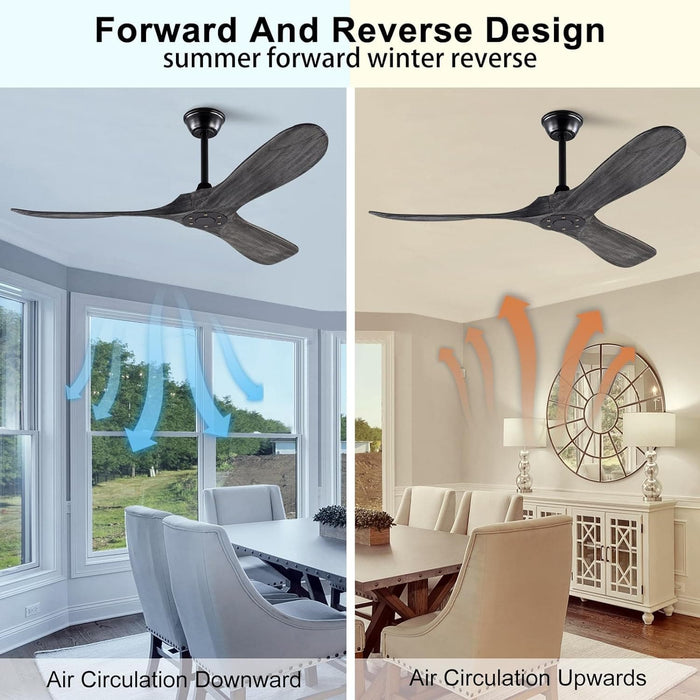 52 in. Ceiling Fans without Lights, Indoor Outdoor Reversible Modern Ceiling Fan with Remote Control, Exterior Ceiling Fans-10-ErisView