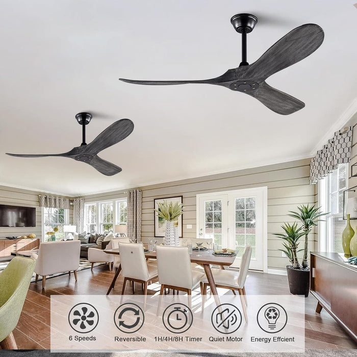 52 in. Ceiling Fans without Lights, Indoor Outdoor Reversible Modern Ceiling Fan with Remote Control, Exterior Ceiling Fans-14-ErisView