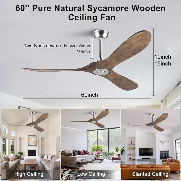 52 in. Ceiling Fans without Lights, Indoor Outdoor Reversible Modern Ceiling Fan with Remote Control, Exterior Ceiling Fans-17-ErisView