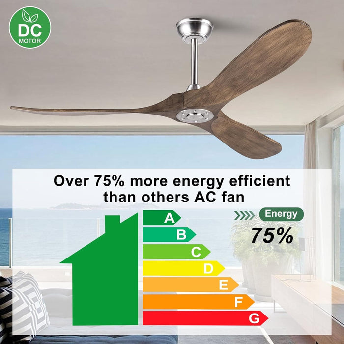 52 in. Ceiling Fans without Lights, Indoor Outdoor Reversible Modern Ceiling Fan with Remote Control, Exterior Ceiling Fans-18-ErisView