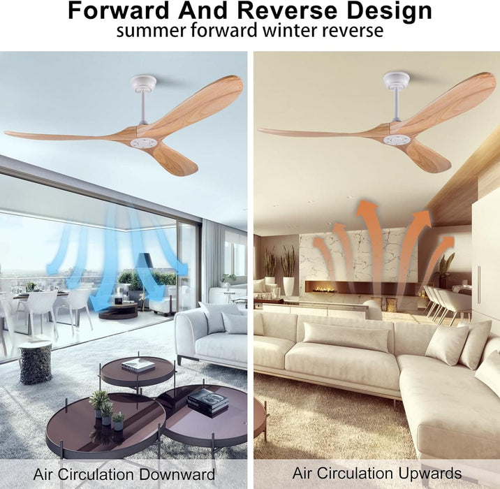 52 in. Ceiling Fans without Lights, Indoor Outdoor Reversible Modern Ceiling Fan with Remote Control, Exterior Ceiling Fans-24-ErisView