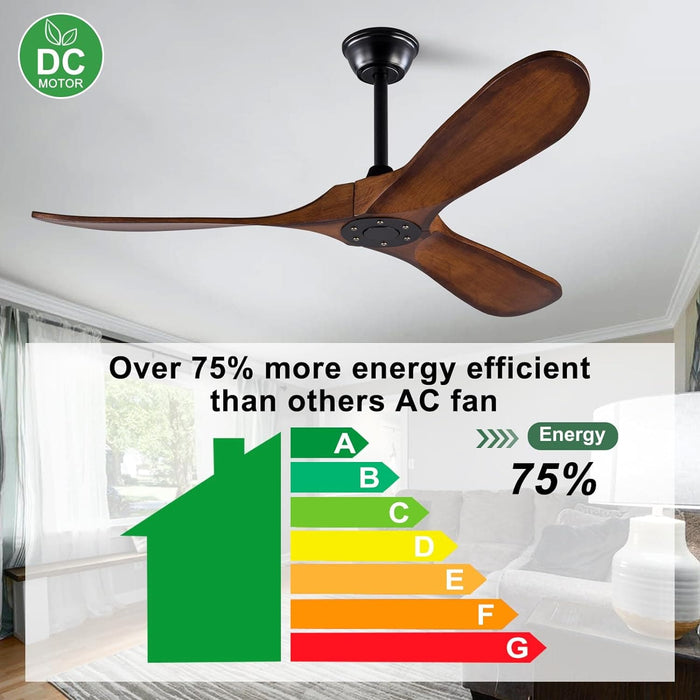 52 in. Ceiling Fans without Lights, Indoor Outdoor Reversible Modern Ceiling Fan with Remote Control, Exterior Ceiling Fans-30-ErisView