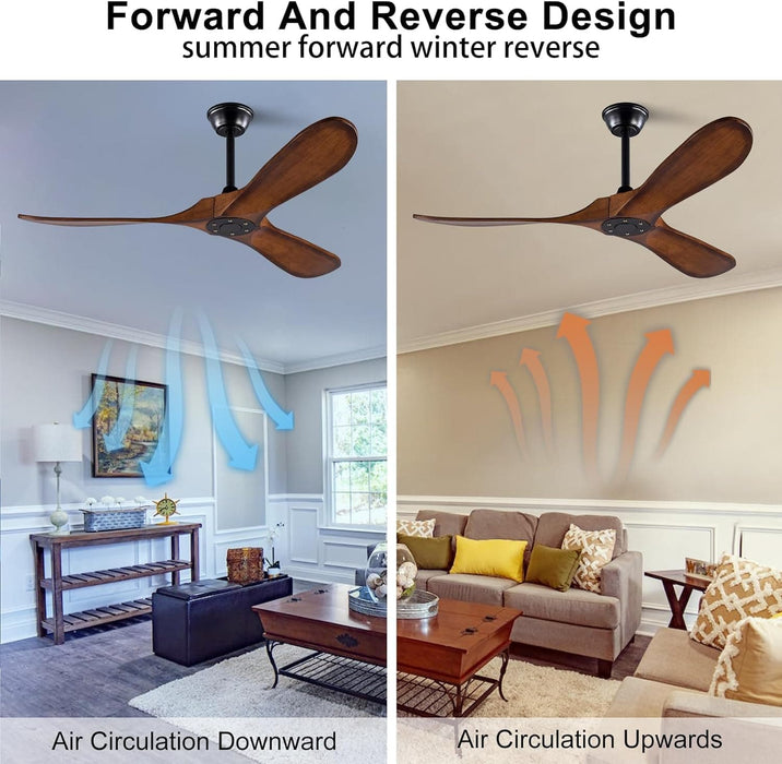 52 in. Ceiling Fans without Lights, Indoor Outdoor Reversible Modern Ceiling Fan with Remote Control, Exterior Ceiling Fans-34-ErisView
