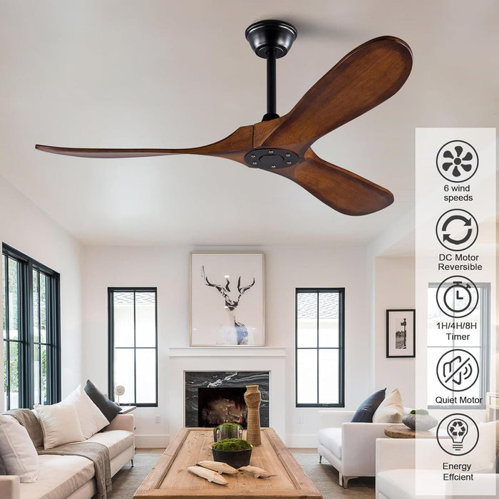 52 in. Ceiling Fans without Lights, Indoor Outdoor Reversible Modern Ceiling Fan with Remote Control, Exterior Ceiling Fans-35-ErisView