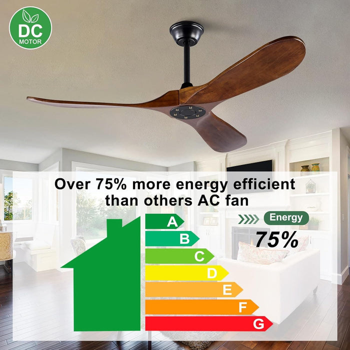 52 in. Ceiling Fans without Lights, Indoor Outdoor Reversible Modern Ceiling Fan with Remote Control, Exterior Ceiling Fans-5-ErisView