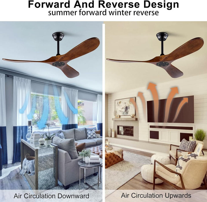 52 in. Ceiling Fans without Lights, Indoor Outdoor Reversible Modern Ceiling Fan with Remote Control, Exterior Ceiling Fans-6-ErisView
