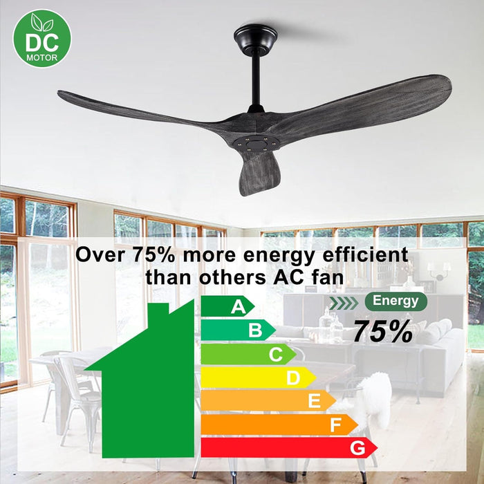 52 in. Ceiling Fans without Lights, Indoor Outdoor Reversible Modern Ceiling Fan with Remote Control, Exterior Ceiling Fans-9-ErisView
