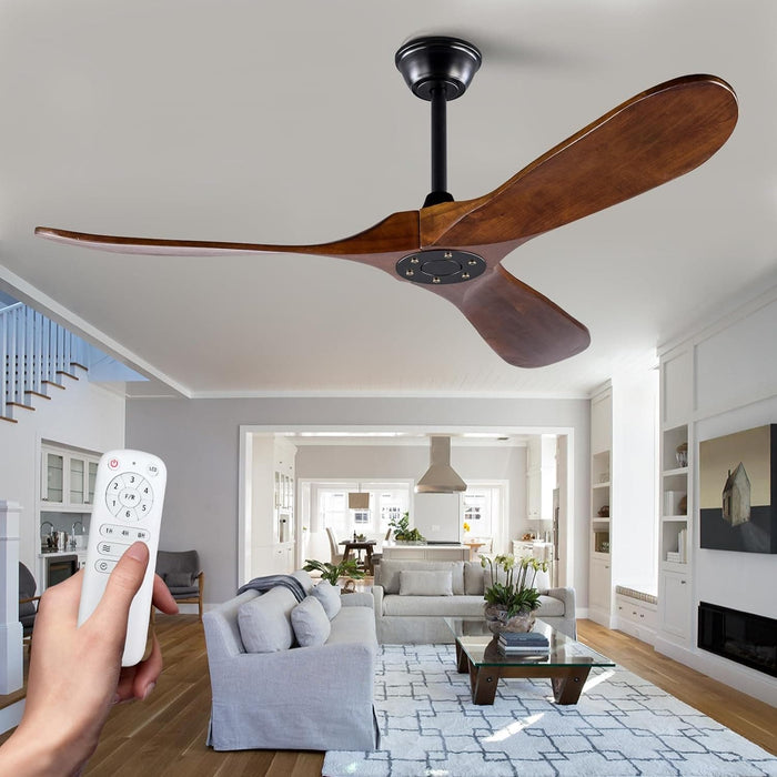 52 in. Ceiling Fans without Lights, Indoor Outdoor Reversible Modern Ceiling Fan with Remote Control, Exterior Ceiling Fans-1-ErisView