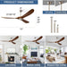 52 in. Ceiling Fans without Lights for Living Room Bedroom, Propeller Ceiling Fan with Remote Control for Outdoor Patio, Porch Fans -15-ErisView