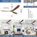 52 in. Ceiling Fans without Lights for Living Room Bedroom, Propeller Ceiling Fan with Remote Control for Outdoor Patio, Porch Fans -24-ErisView