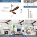 52 in. Ceiling Fans without Lights for Living Room Bedroom, Propeller Ceiling Fan with Remote Control for Outdoor Patio, Porch Fans -6-ErisView