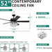 52 in. Chandelier Ceiling Fan with Remote, Crystal Fan Light, Indoor Silent Reversible Fan for Summer Winter-5-ErisView