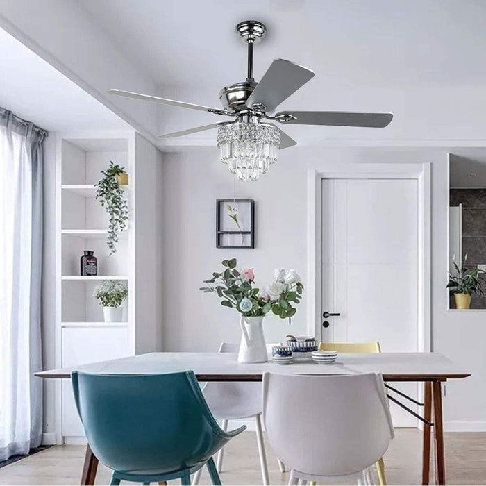 52 in. Chrome Crystal Ceiling Fan with Lights and Remote, Modern Quiet Chandelier Fanderlier Ceiling Fans for Living Room Dining Room Bedroom-5-ErisView
