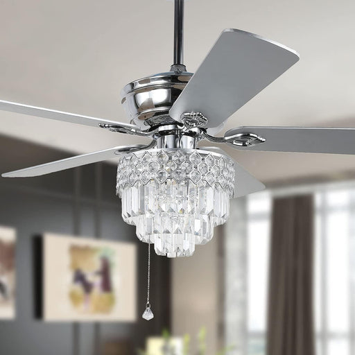 52 in. Chrome Crystal Ceiling Fan with Lights and Remote, Modern Quiet Chandelier Fanderlier Ceiling Fans for Living Room Dining Room Bedroom-1-ErisView
