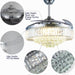 52 in. Chrome Dimmable Chandelier Ceiling Fan with Lights, Retractable Crystal Ceiling Fan Chandelier with Remote Control for Bedroom Living Room -10-ErisView