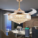 52 in. Chrome Dimmable Chandelier Ceiling Fan with Lights, Retractable Crystal Ceiling Fan Chandelier with Remote Control for Bedroom Living Room -14-ErisView