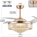 52 in. Chrome Dimmable Chandelier Ceiling Fan with Lights, Retractable Crystal Ceiling Fan Chandelier with Remote Control for Bedroom Living Room -17-ErisView