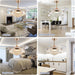 52 in. Chrome Dimmable Chandelier Ceiling Fan with Lights, Retractable Crystal Ceiling Fan Chandelier with Remote Control for Bedroom Living Room -18-ErisView