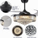 52 in. Chrome Dimmable Chandelier Ceiling Fan with Lights, Retractable Crystal Ceiling Fan Chandelier with Remote Control for Bedroom Living Room -3-ErisView