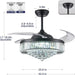 52 in. Chrome Dimmable Chandelier Ceiling Fan with Lights, Retractable Crystal Ceiling Fan Chandelier with Remote Control for Bedroom Living Room -4-ErisView