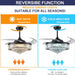 52 in. Chrome Dimmable Chandelier Ceiling Fan with Lights, Retractable Crystal Ceiling Fan Chandelier with Remote Control for Bedroom Living Room -5-ErisView