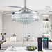 52 in. Chrome Dimmable Chandelier Ceiling Fan with Lights, Retractable Crystal Ceiling Fan Chandelier with Remote Control for Bedroom Living Room -8-ErisView