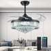 52 in. Chrome Dimmable Chandelier Ceiling Fan with Lights, Retractable Crystal Ceiling Fan Chandelier with Remote Control for Bedroom Living Room -1-ErisView