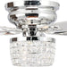 52 in. Chrome Remote Control Ceiling Fan and Light, Flush Mount Ceiling Fan with Light, Low Profile Crystal Chandelier Ceiling Fan for Bedroom-2-ErisView